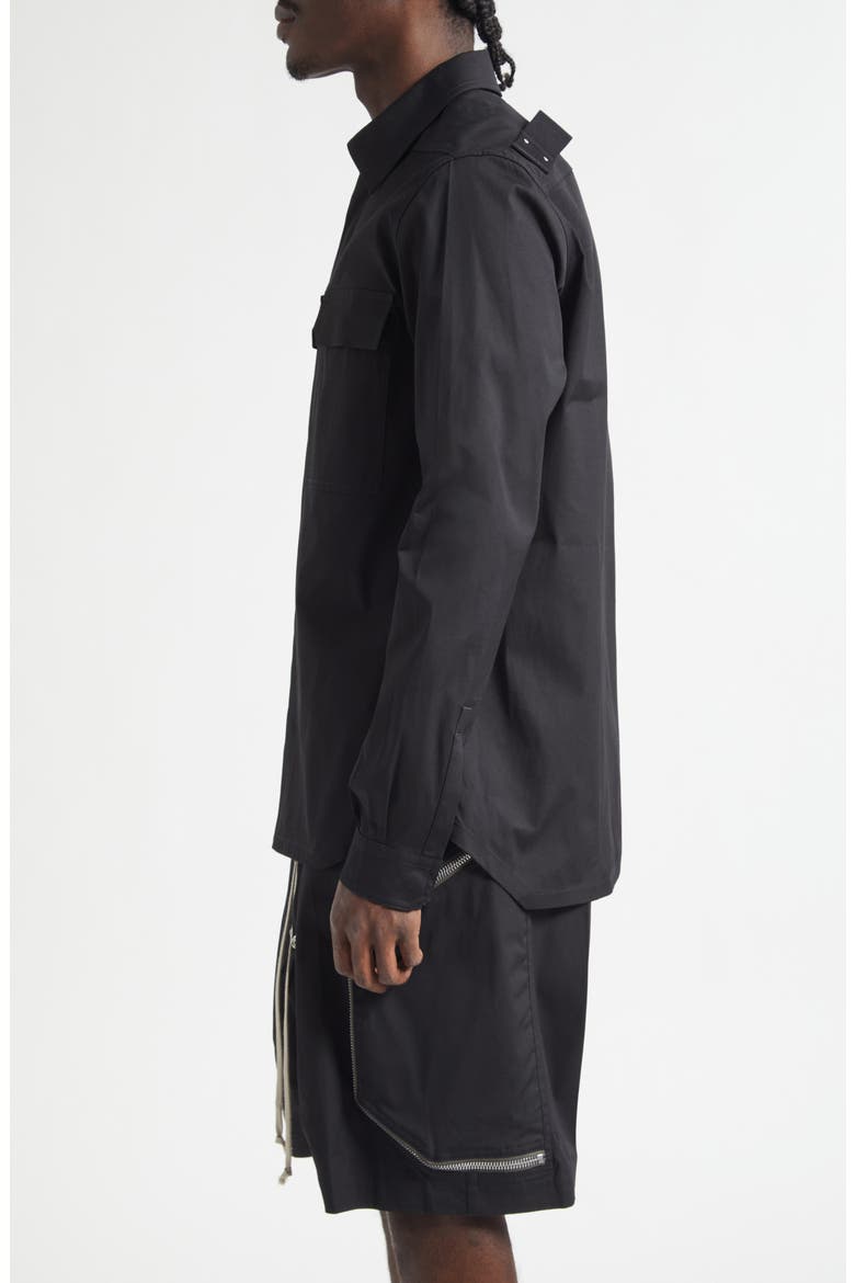Webbed Strap Stretch Cotton Overshirt, Alternate, color, BLACK