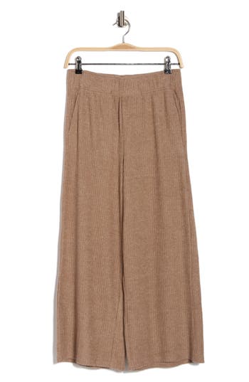 90 Degree By Reflex Swiftstride Rib Knit Wide Leg Pants In Brown