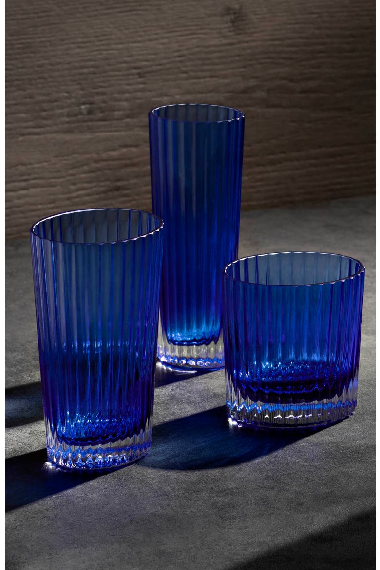 Champagne Glasses NASTRI Set of 6  Blue 7.5 oz, H 6.5", Alternate, color, Blue