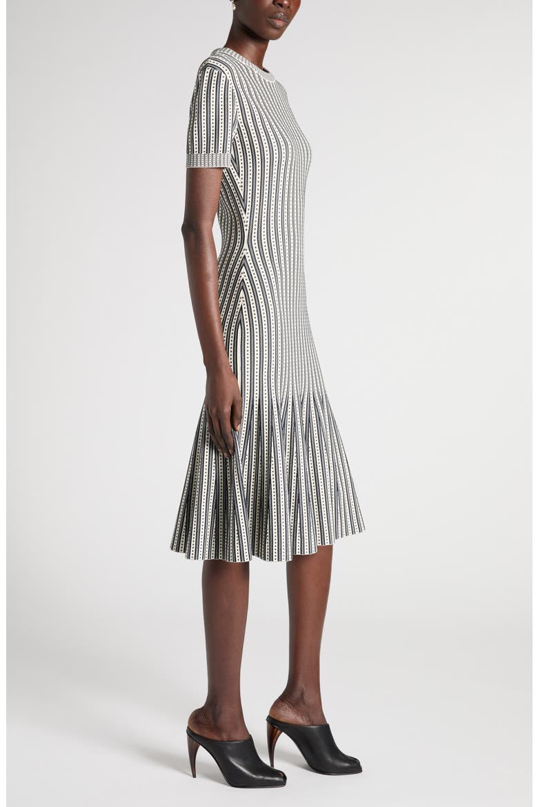 Jacquard Stripe Trumpet Sweater Dress, Alternate, color, IVORY/NAVY