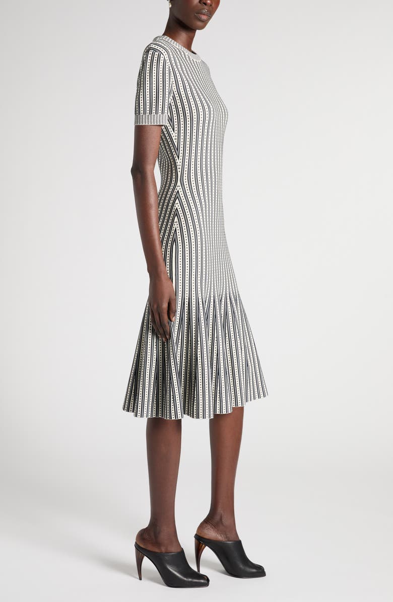 McQueen Jacquard Stripe Trumpet Sweater Dress, Alternate, color, Ivory/Navy