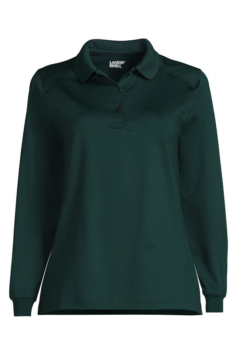 School Uniform  Long Sleeve Rapid Dry Polo Shirt, Alternate, color, Evergreen