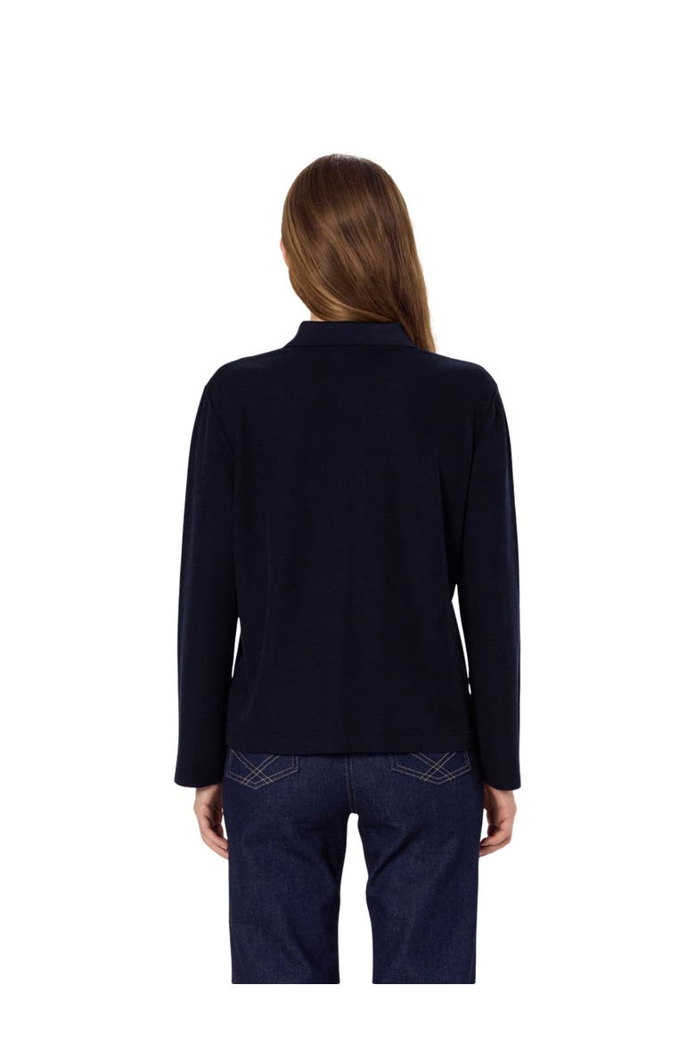Hilary Long Sleeve Polo Shirt, Alternate, color, Navy Blue