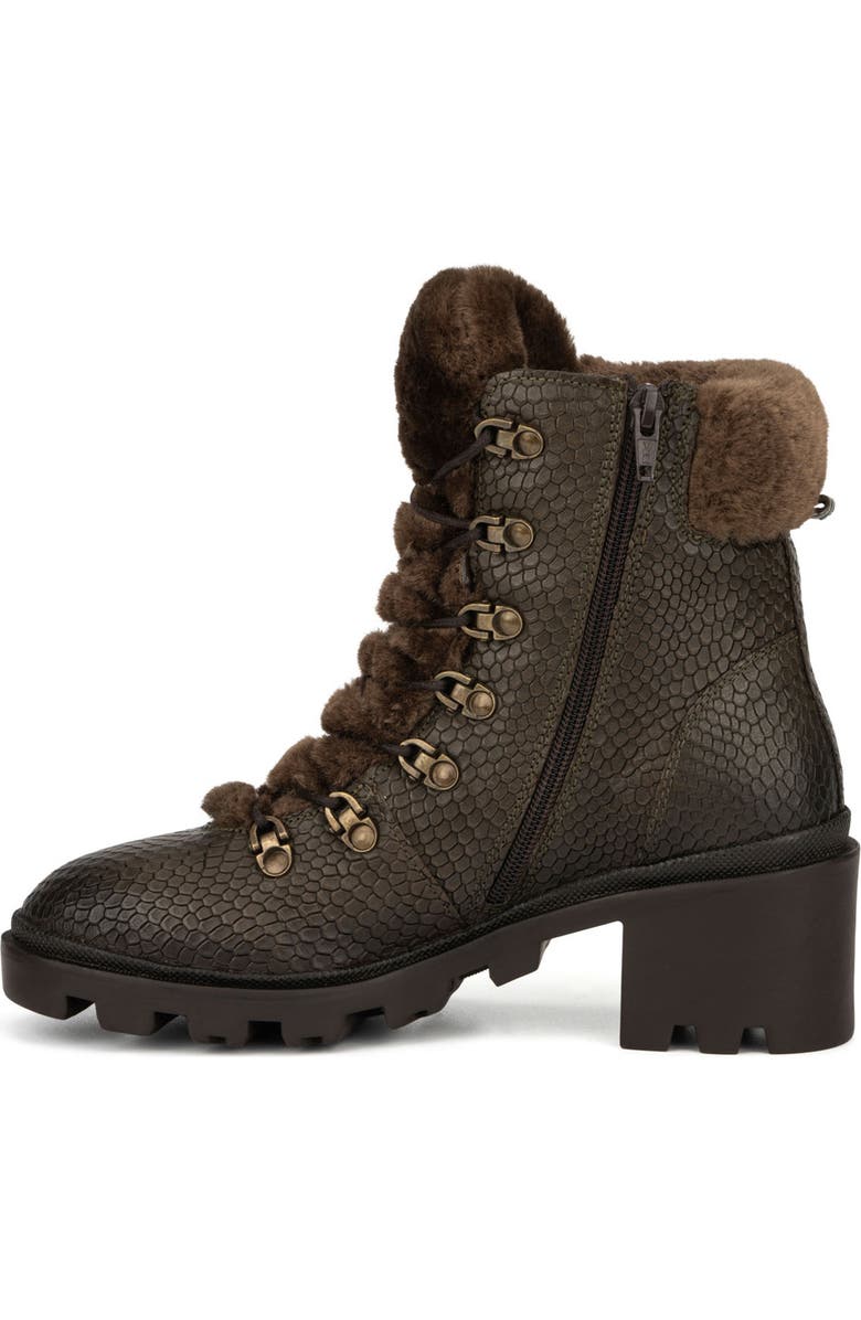 VINTAGE FOUNDRY Regina Faux Fur Trimmed Snake Embossed Boot, Alternate, color, Army Green