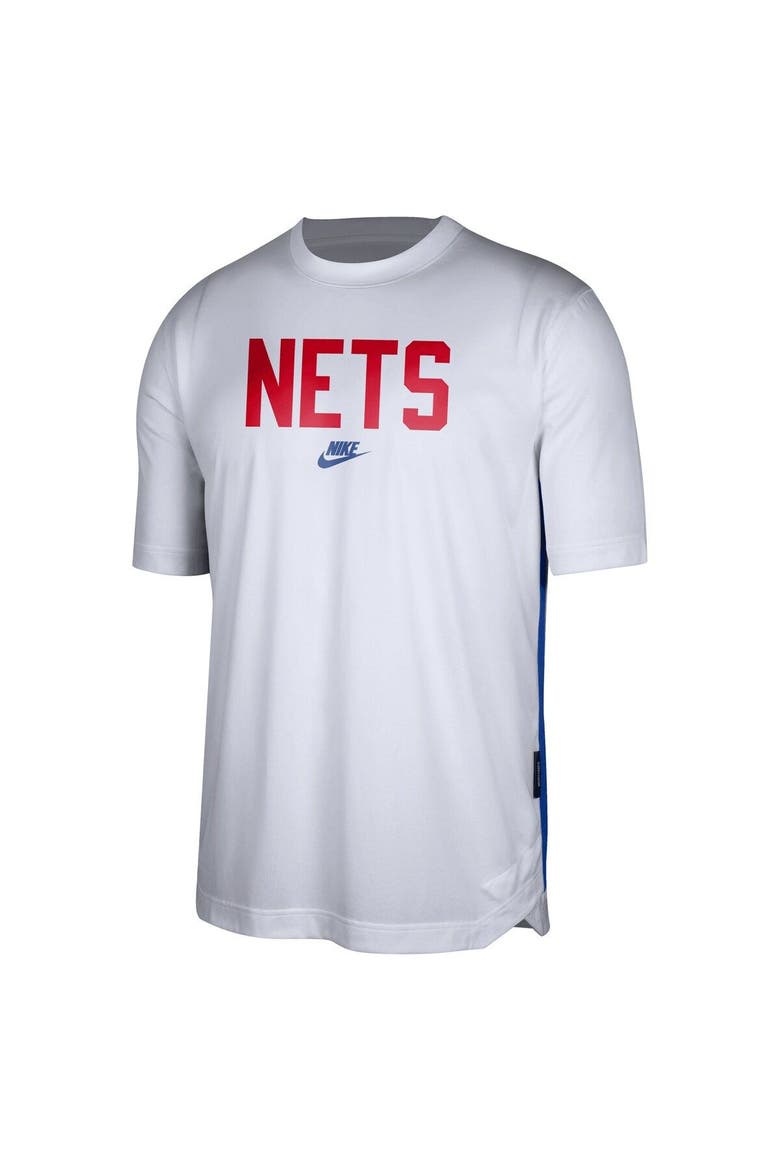 Men's Nike White Brooklyn Nets Hardwood Classics Pregame Warmup Shooting Performance T-Shirt, Alternate, color, White