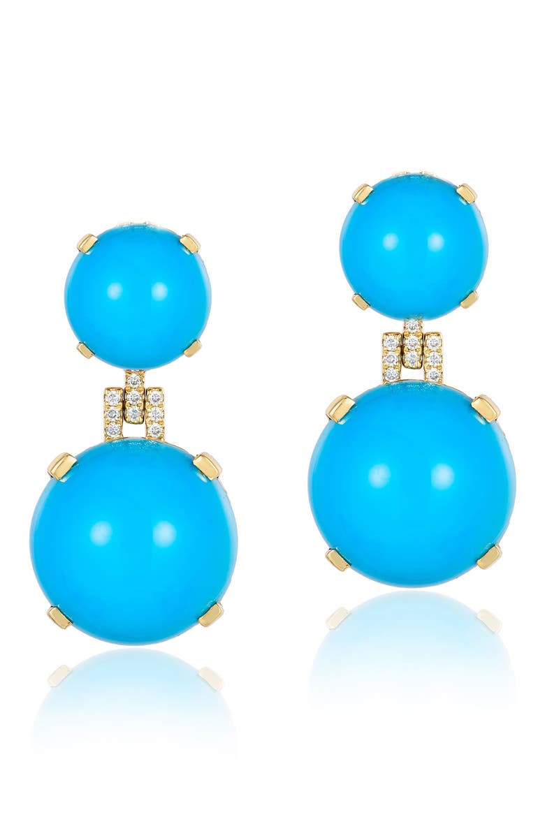 Rock 'n' Roll 18k Gold Turquoise & Diamond Drop Earrings, Main, color, 18K YELLOW GOLD/ TURQUOISE
