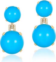 GOSHWARA Rock 'n' Roll 18k Gold Turquoise & Diamond Drop Earrings