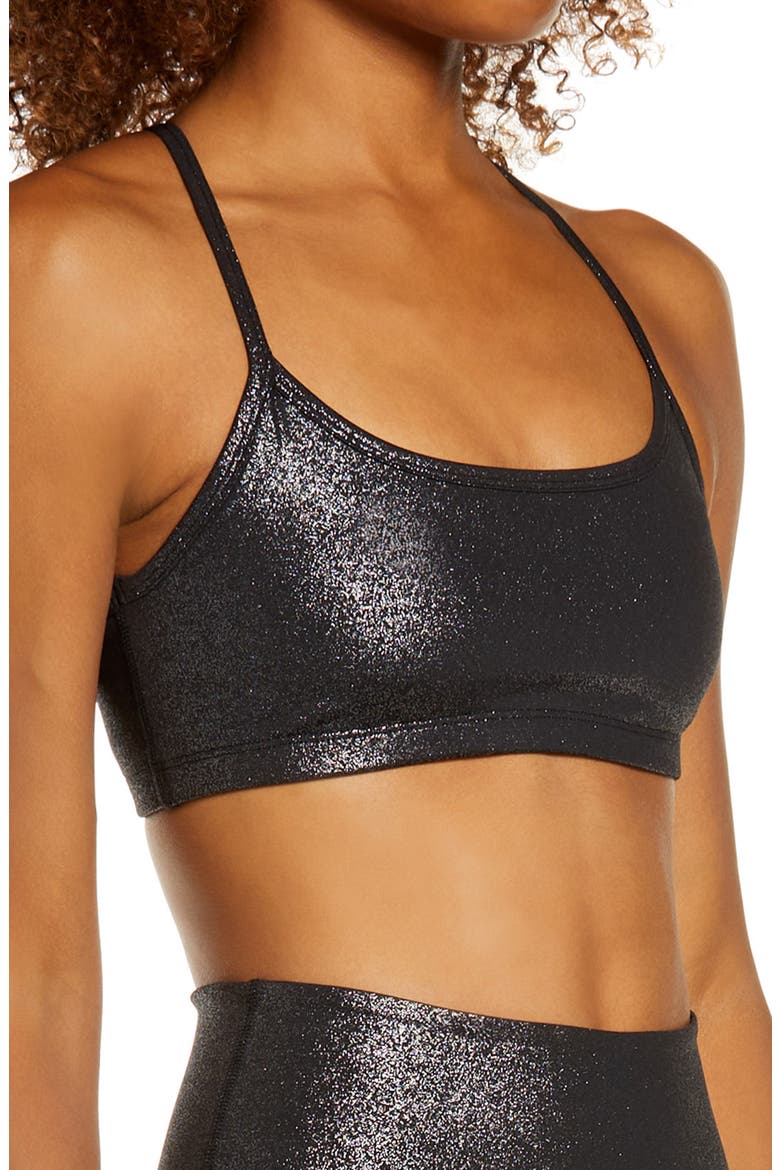 Twinkle Slim Racerback Sports Bra, Alternate, color, BLACK-SILVER TWINKLE