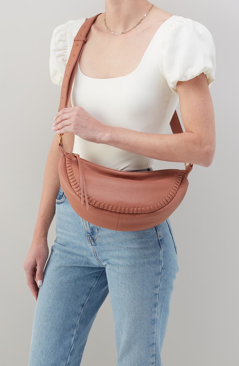 HOBO Knox Leather Crescent Crossbody Bag, Alternate, color, Cork