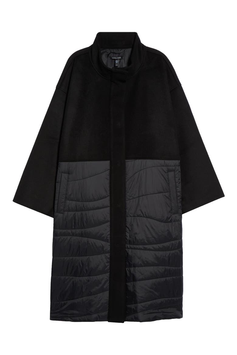 Stand Collar Recycled Nylon Coat, Main, color, BLACK
