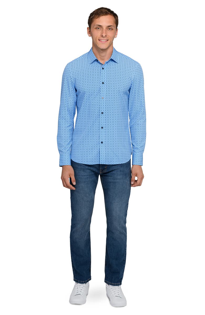 CONSTRUCT Round And Round Woven Long Sleeve Basic, Alternate, color, Ciel