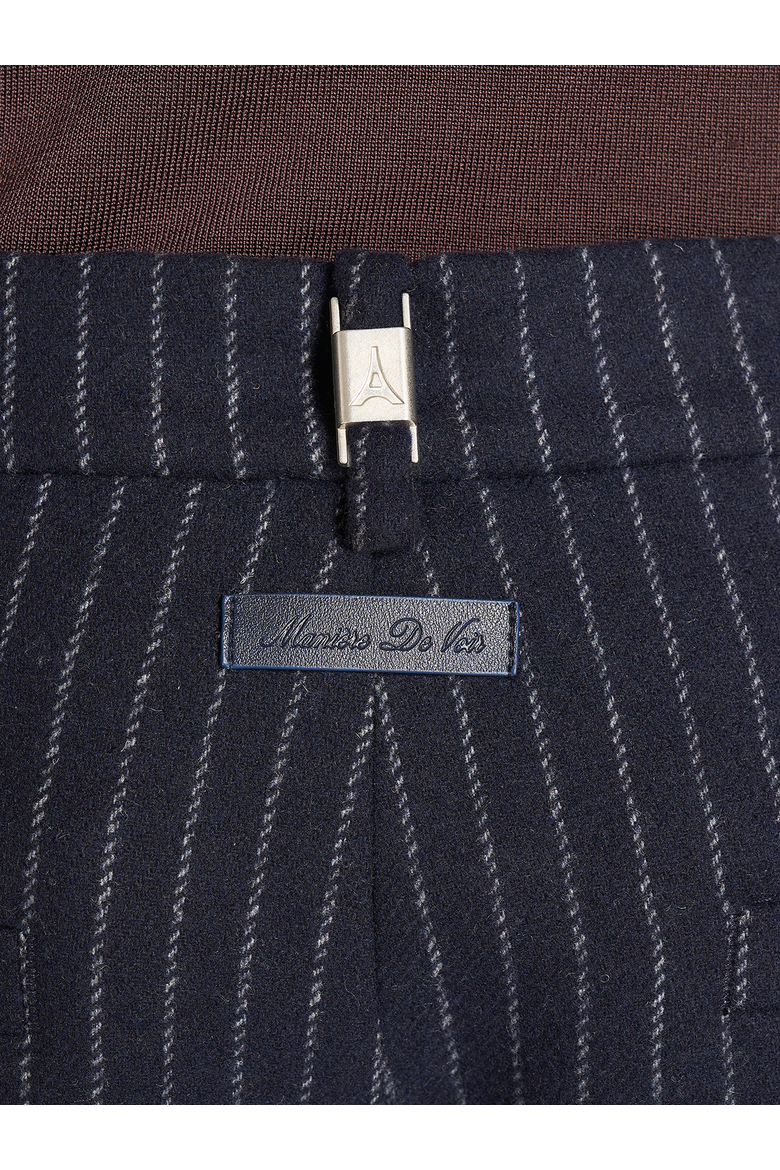 Dorian Wool Pinstripe Pleated Trousers, Alternate, color, Navy