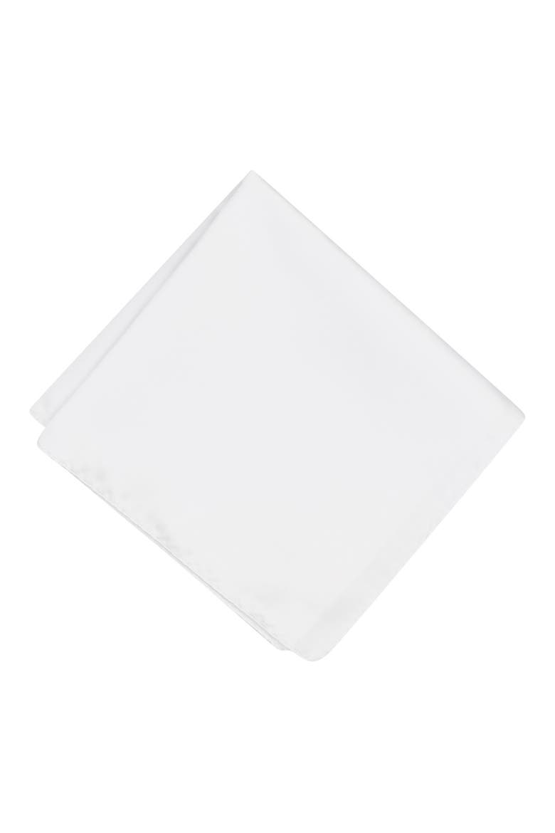 Men's Solid Satin Pocket Square, Main, color, WHITE