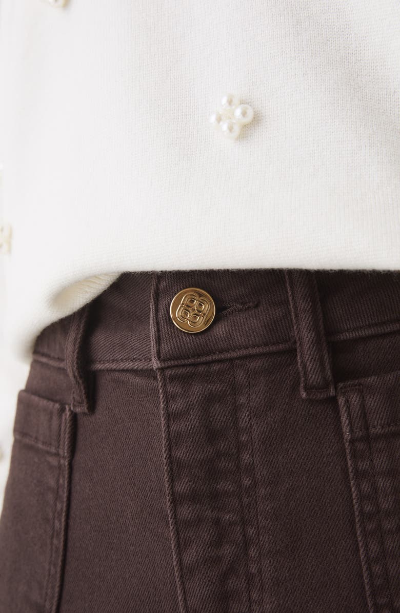 LK Bennett Samantha Patch Pocket High Waist Flare Jeans, Alternate, color, Chocolate