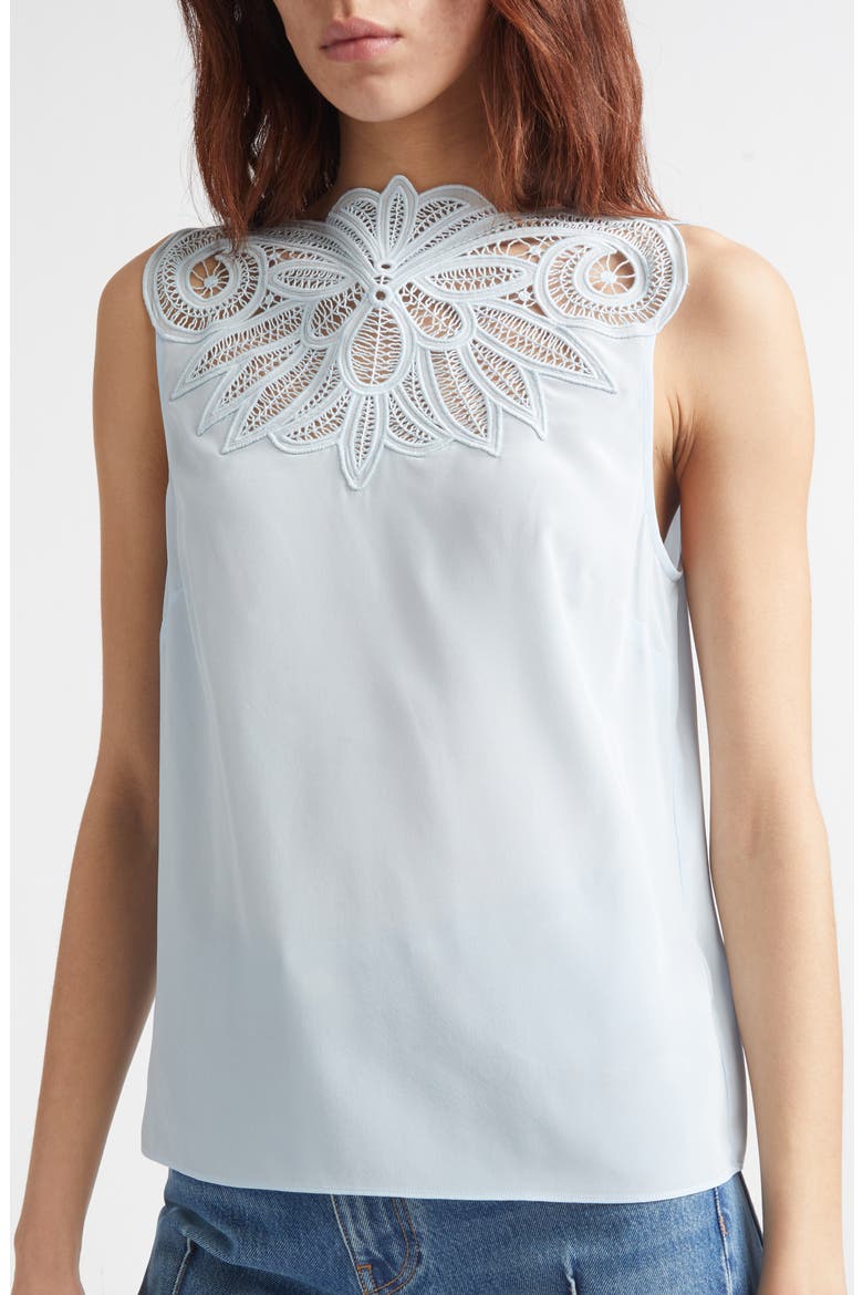Rea Silk Embroidered Top, Alternate, color, ADRIATIC