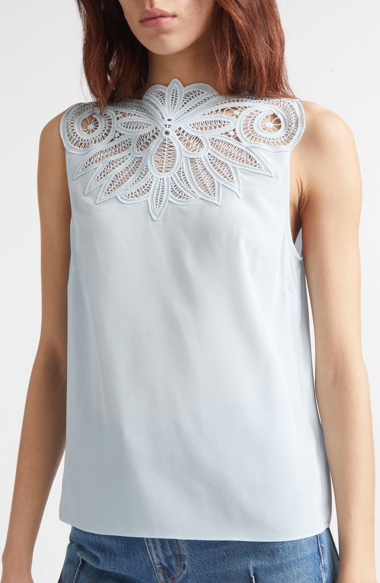 Ulla Johnson Rea Silk Embroidered Top, Alternate, color, Adriatic