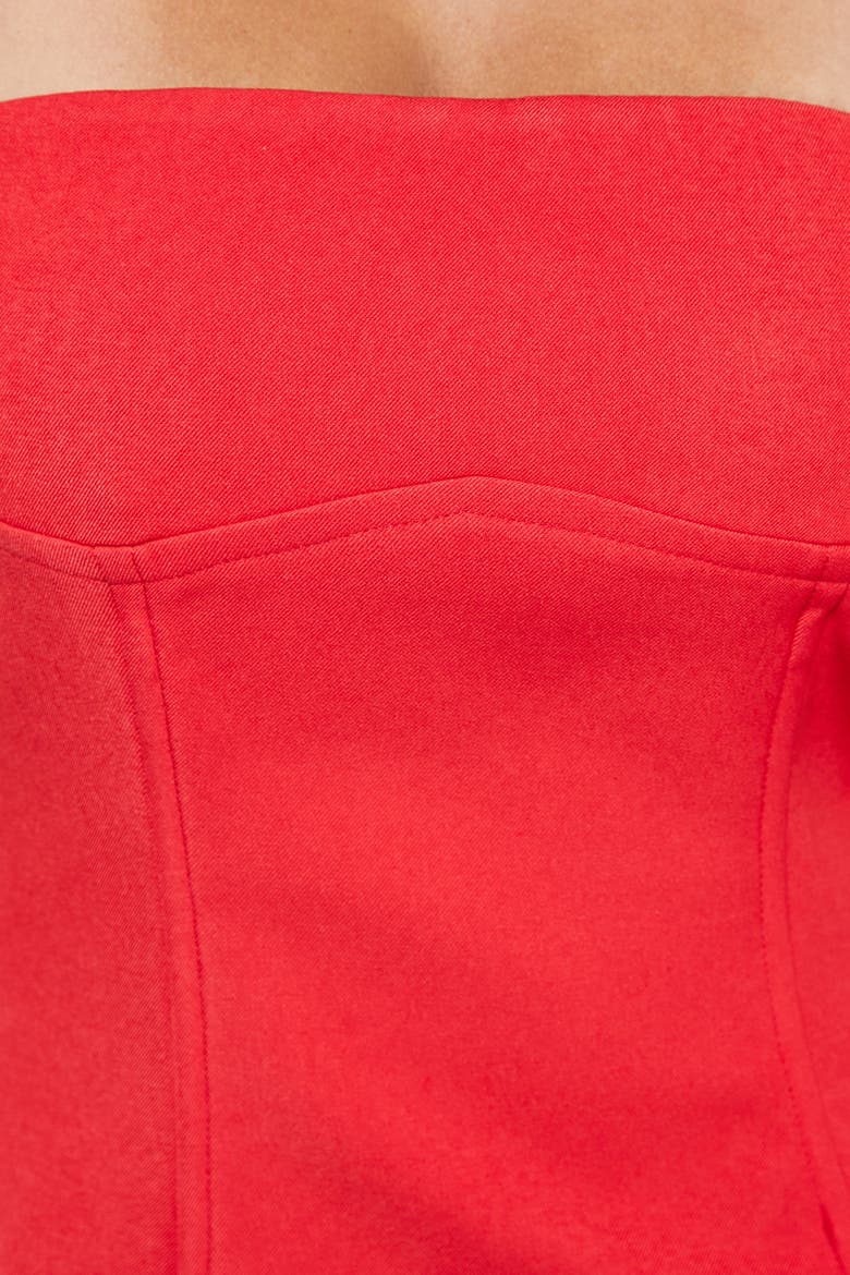 Bandeau Bodice Pleated Midi Dress, Alternate, color, Red