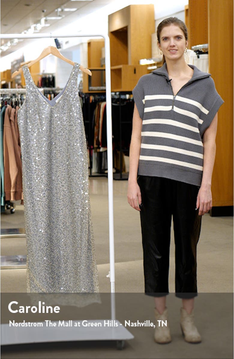 Plunge Neck Sequin Silk Midi Slipdress, sales video thumbnail