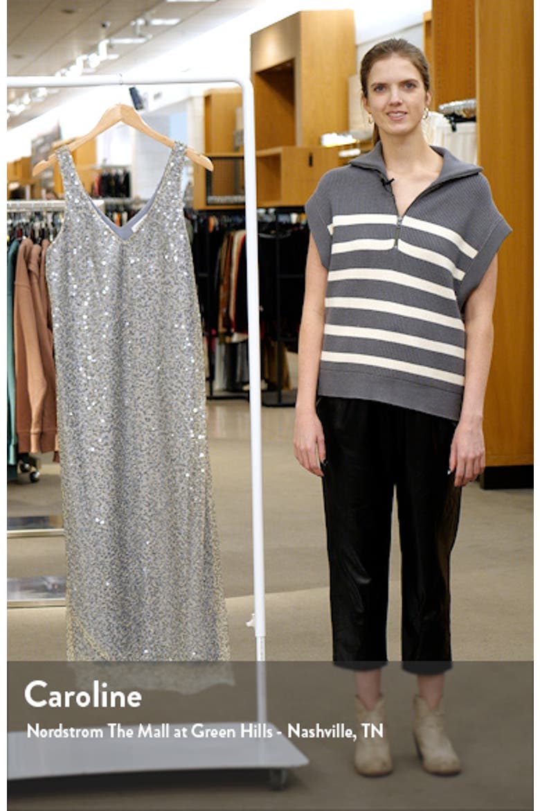 Plunge Neck Sequin Silk Midi Slipdress video