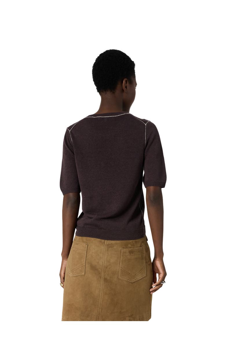 Loumia Short Sleeve Sweater, Alternate, color, Brown