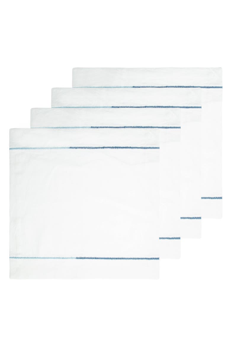 Embroidery Napkins - Set of 4, Main, color, White/Blue 20" x 20"