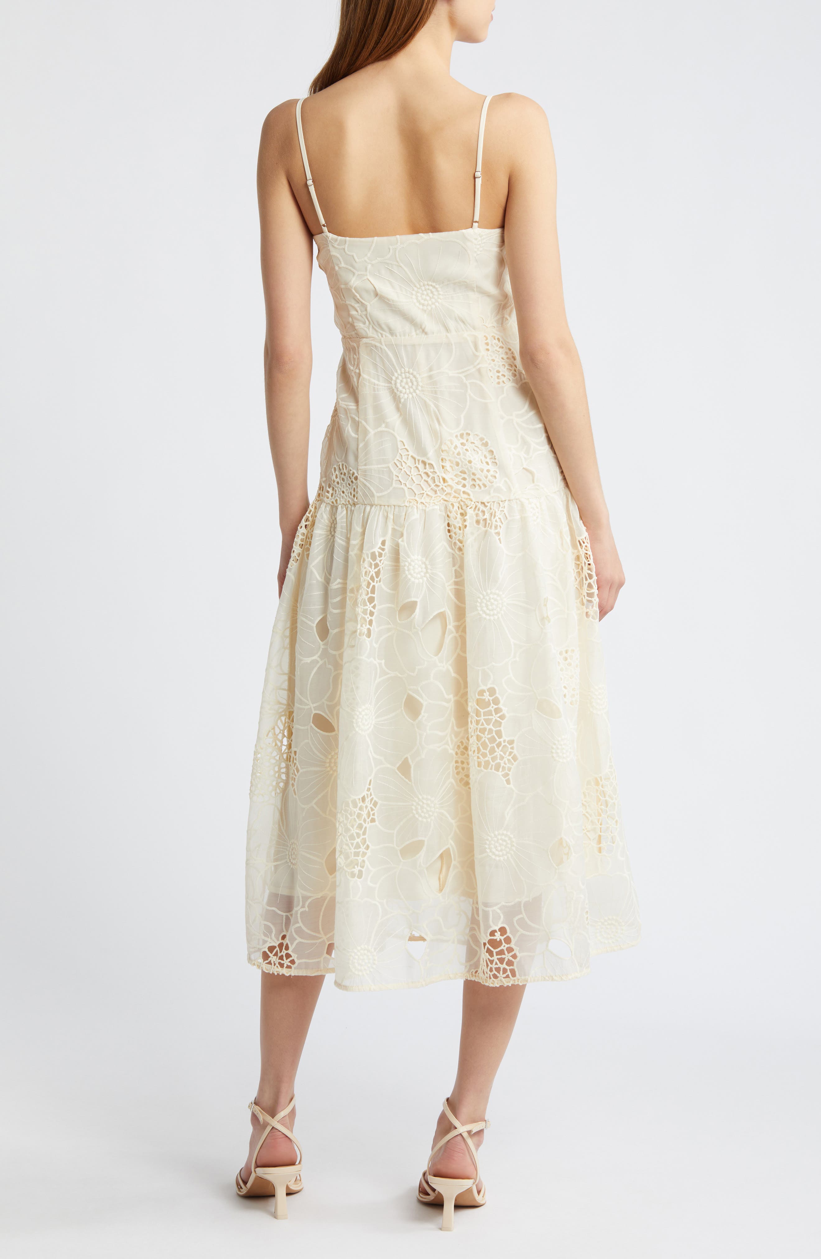 Adelyn Rae Embroidered Eyelet Midi Sundress (Women) | Nordstromrack