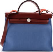 Pre-Owned Hermes Herbag Zip Leather and Toile 31