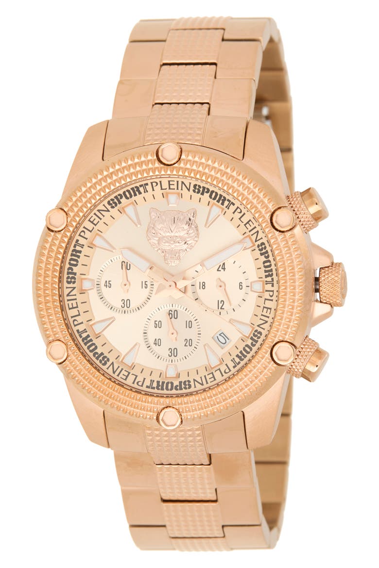 Hurricane Chronograph Bracelet Watch, 44mm, Main, color, ROSE GOLD