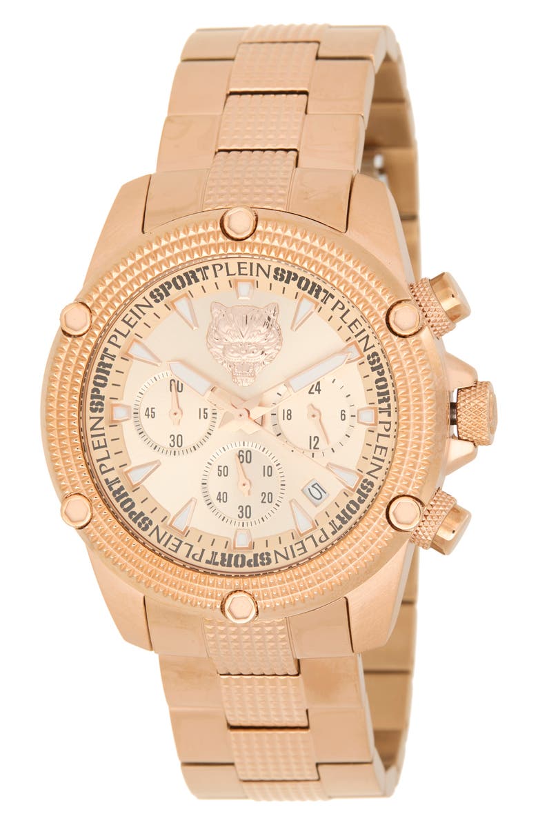 PLEIN SPORT Hurricane Chronograph Bracelet Watch, 44mm, Main, color, Rose Gold