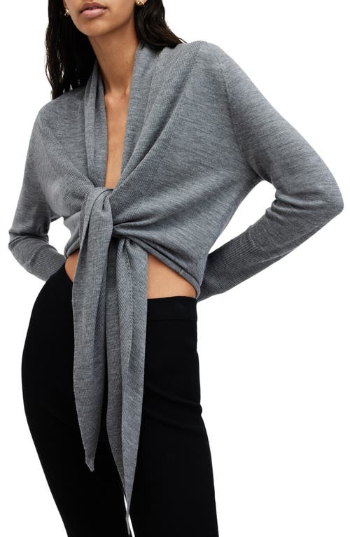 Allsaints Wasson Pirate Wrap Merino Wool Cardigan In Gray