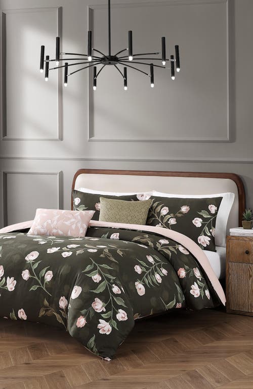 Bebejan Jasmine Flowers 5-piece Reversible Comforter Set In Green