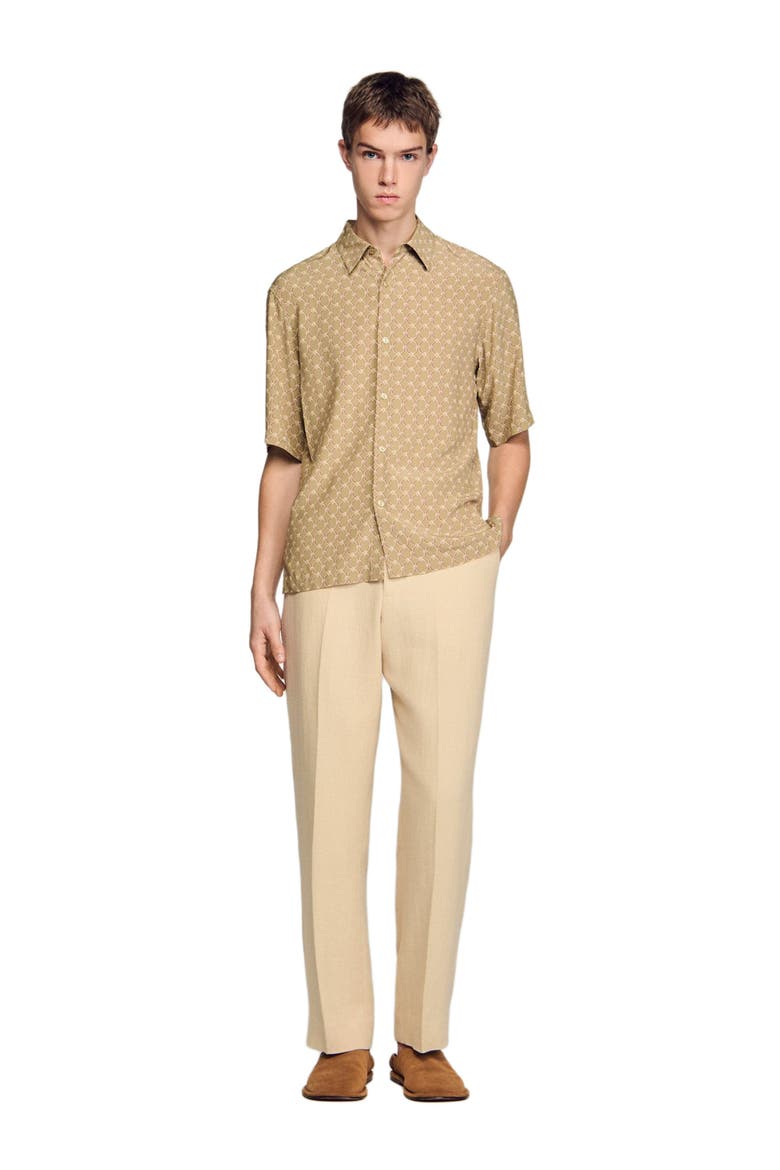 Link print loose-fit shirt, Alternate, color, Brown