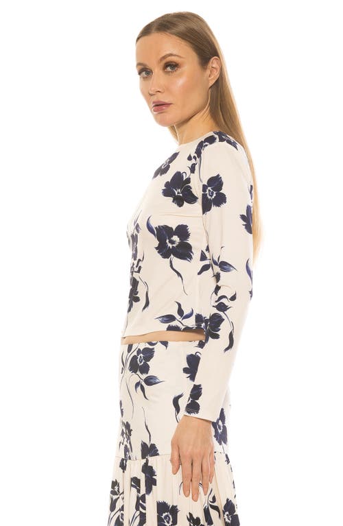 Alexia Admor Dahlia Boat Neck Top In Blue Floral