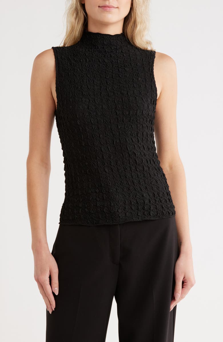 JASON WU Textured Mock Neck Sleeveless Top, Main, color, Black