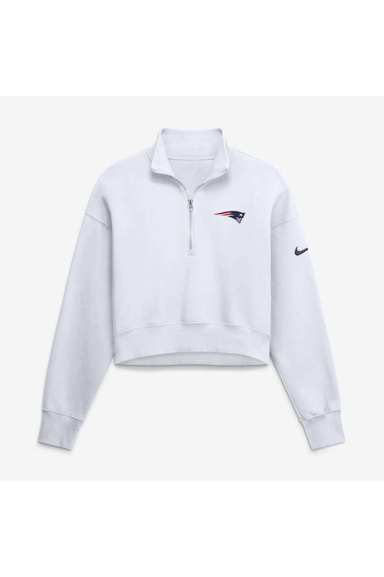 Women's Nike White New England Patriots Oversized Phoenix Fleece Cropped Quarter-Zip Sweatshirt, Main, color, White