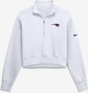 Nike Women's Nike White New England Patriots Oversized Phoenix Fleece Cropped Quarter-Zip Sweatshirt