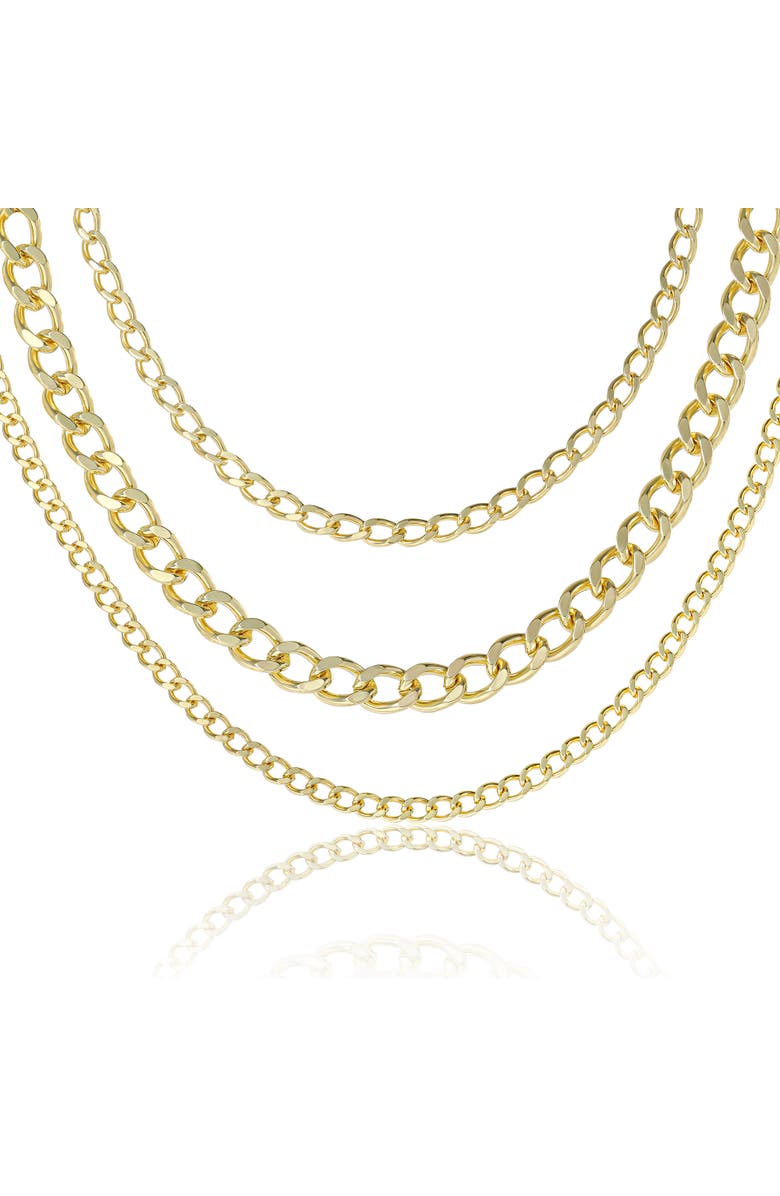 Jessica Simpson Gold-Tone Layered Chain Necklace Set, Main, color, Gold