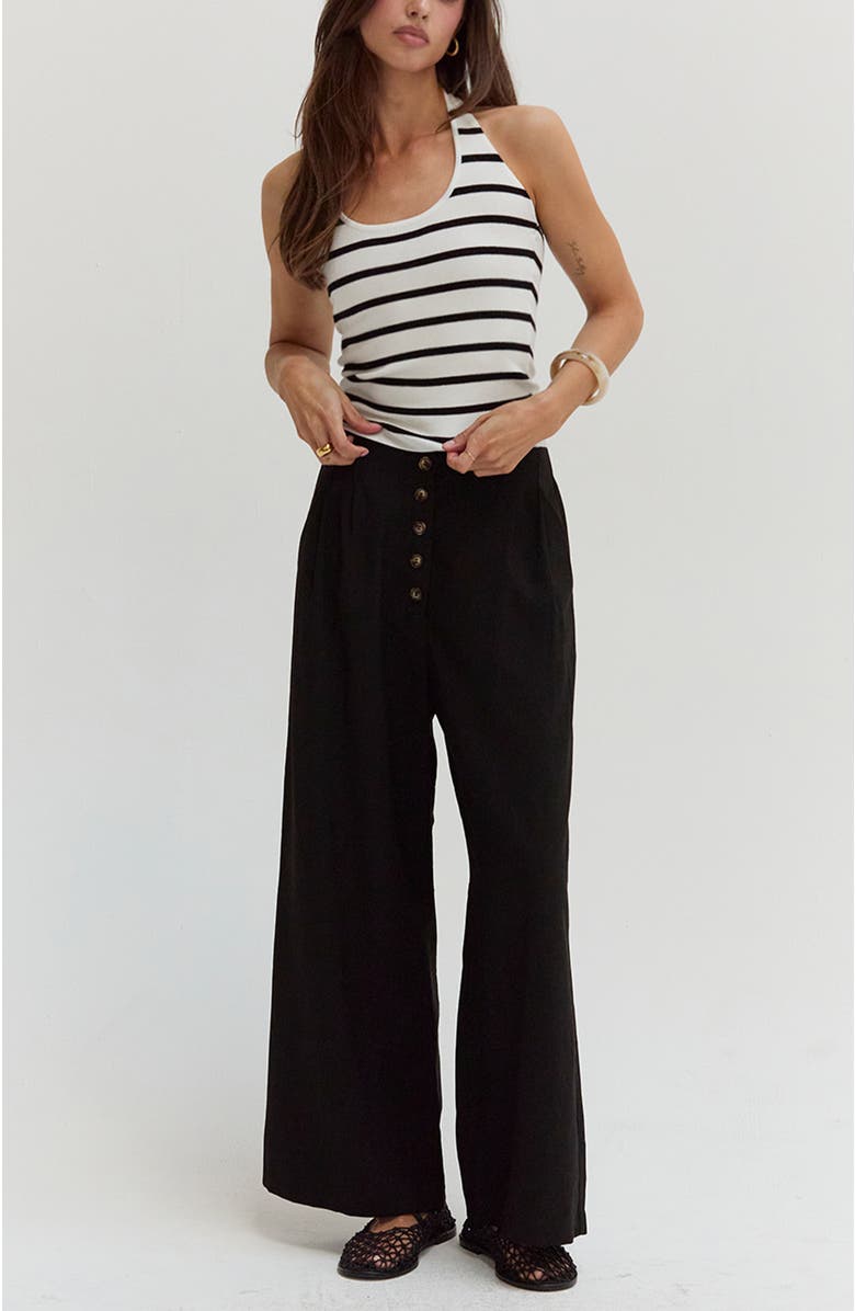 CRESCENT High Waisted Wide Leg Culotte Pants, Alternate, color, Black