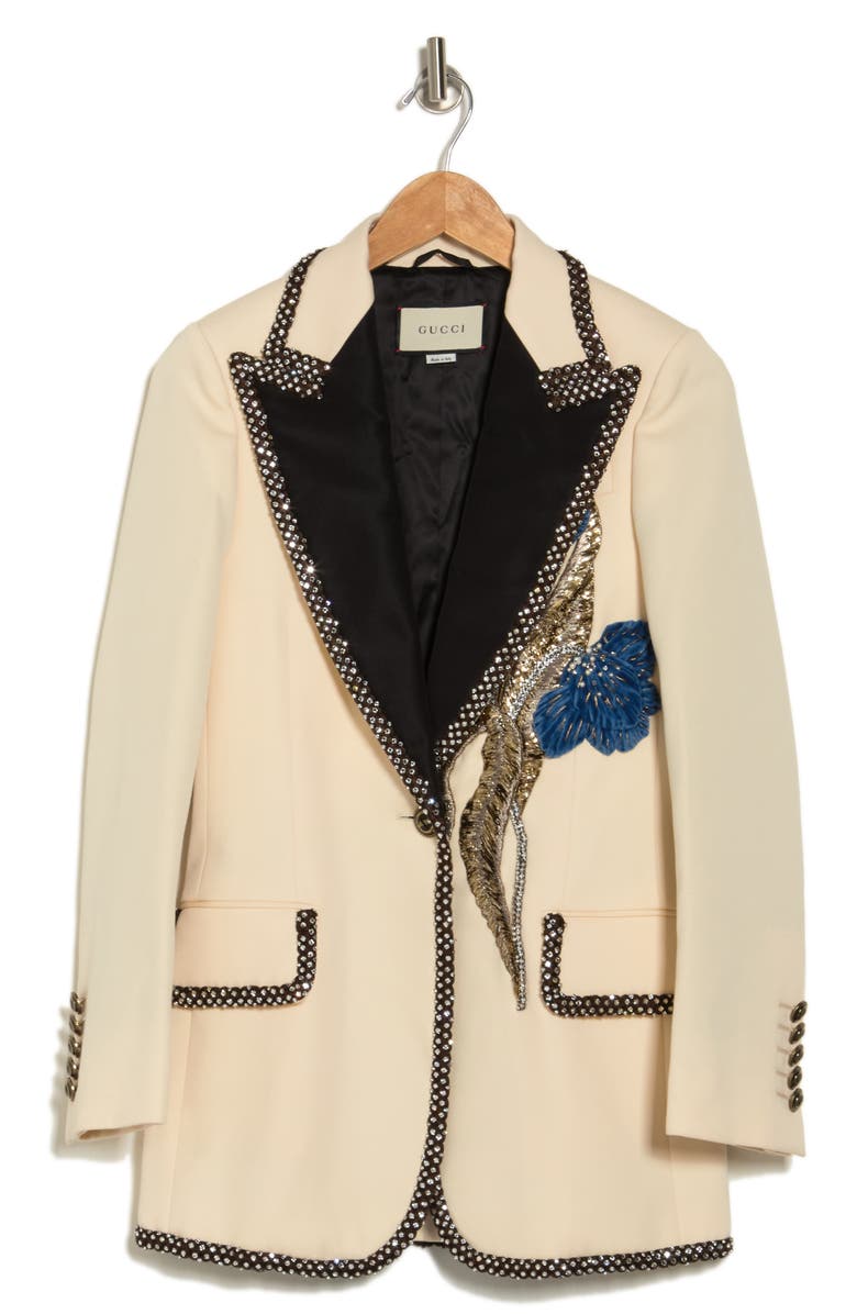 Gucci Classic Grain de Poudre Wool Jacket, Alternate, color, Ivory
