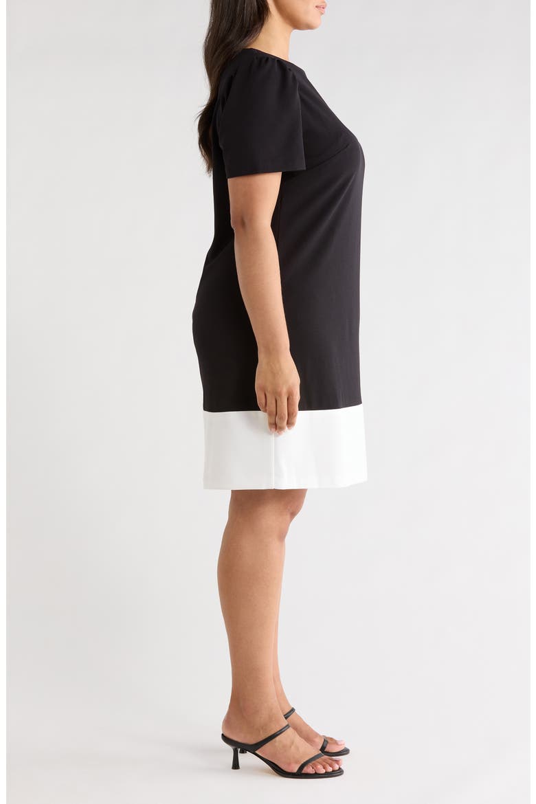 Colorblock Shift Dress, Alternate, color, BLACK/ LILY WHITE