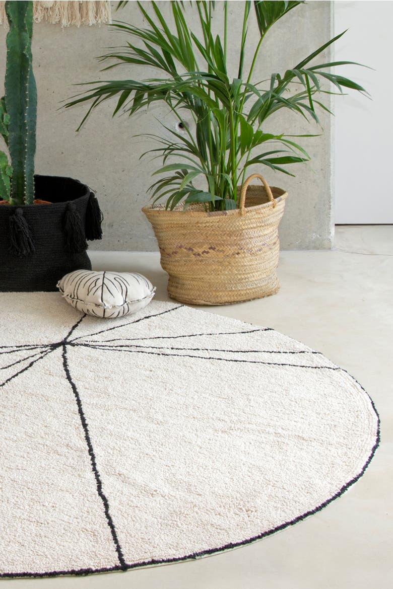 Washable Rug Trace Beige, Alternate, color, Natural, Black