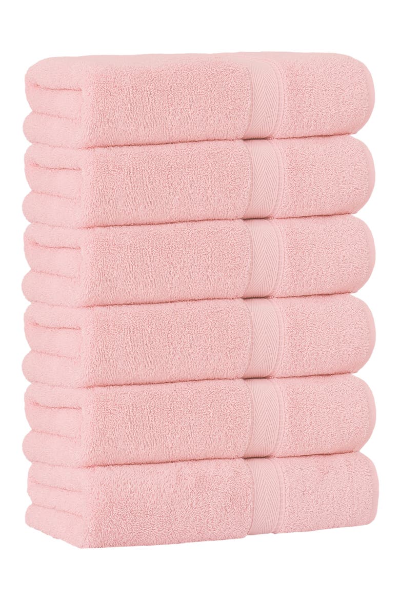 100% Turkish Cotton Sinemis Terry Washcloths - Set of 6 or 12, Alternate, color, PINK