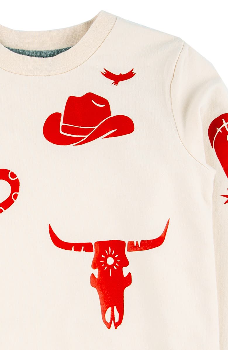 Miki Miette Kids' Corey Western Print Crewneck Sweatshirt, Alternate, color,