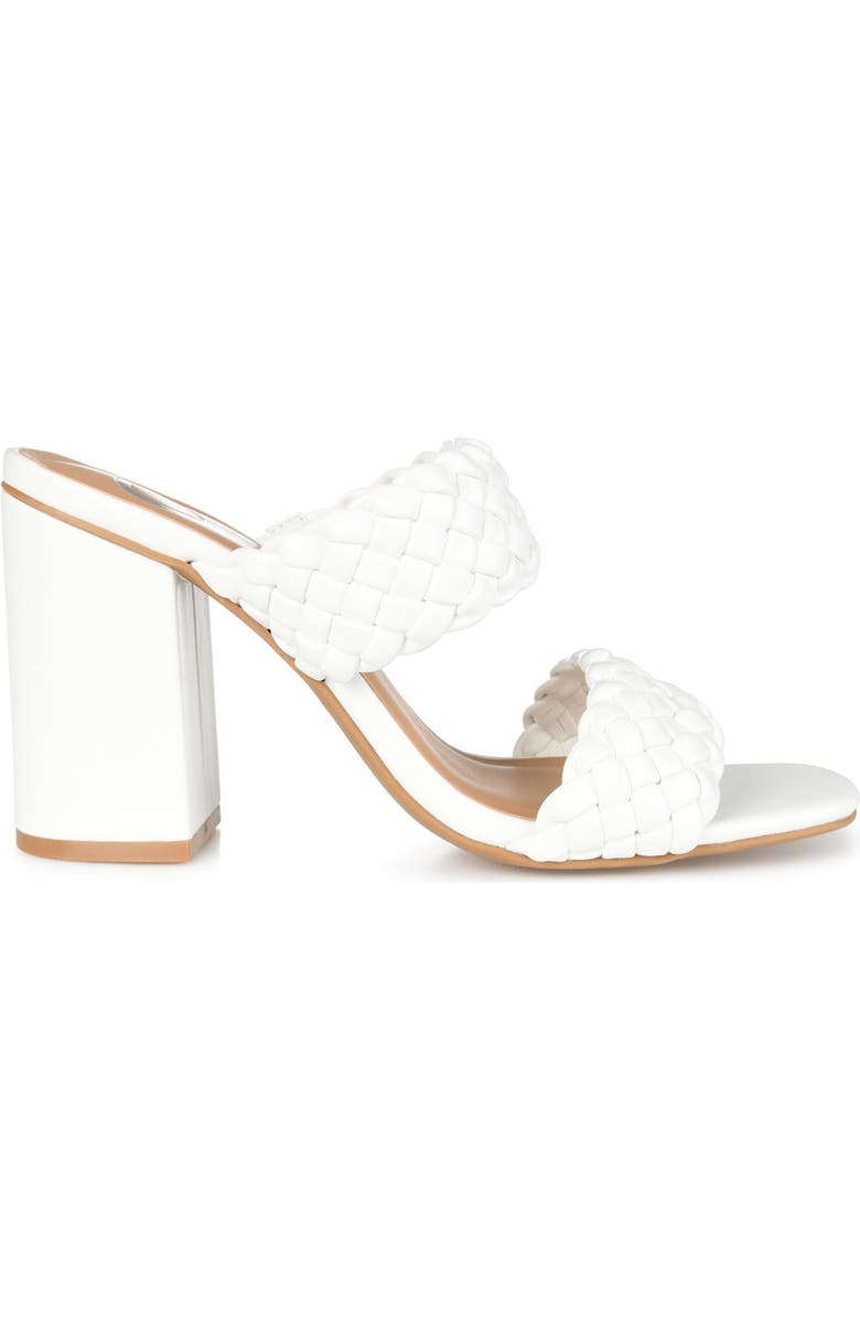 JOURNEE Melissa Woven Strap Block Heel Slide Sandal, Alternate, color, White