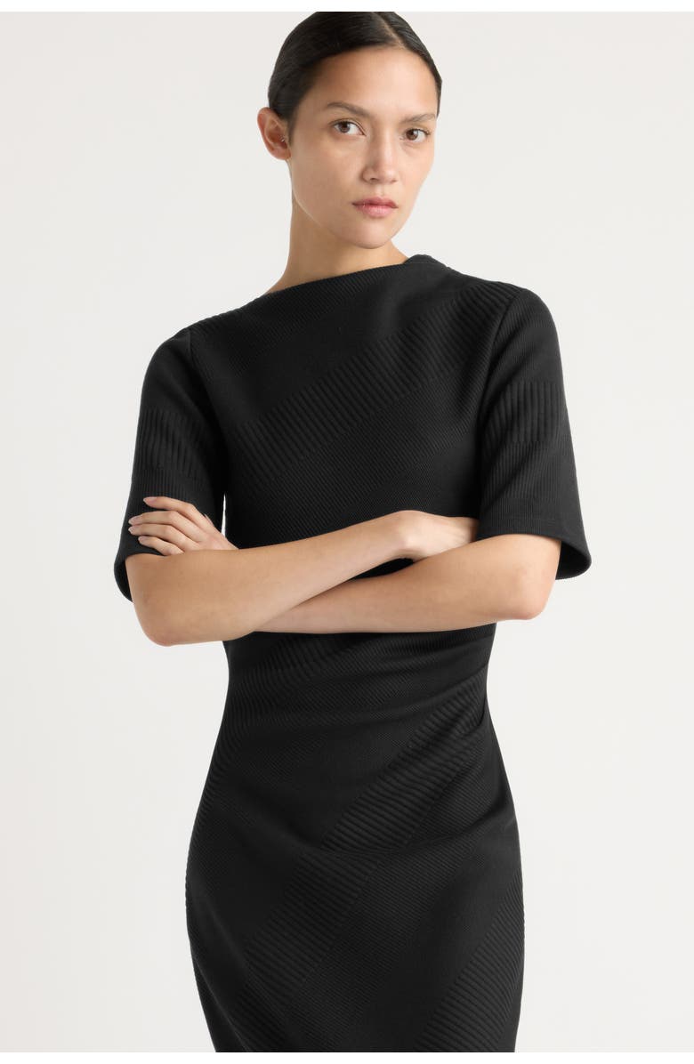 Modern Citizen Evie Ribbed-Knit Jersey Dress, Alternate, color, Black