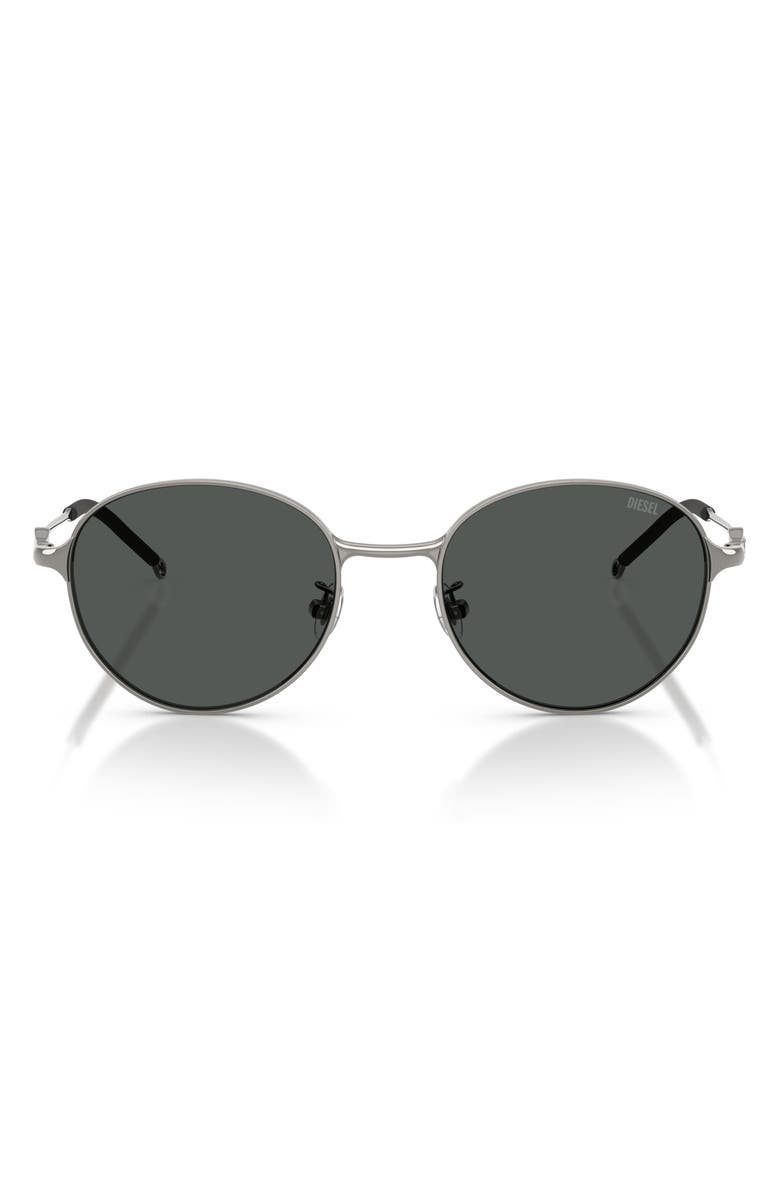 DIESEL<sup>®</sup> 52mm Round Sunglasses, Main, color, Shiny Gun Metal / Dark Grey