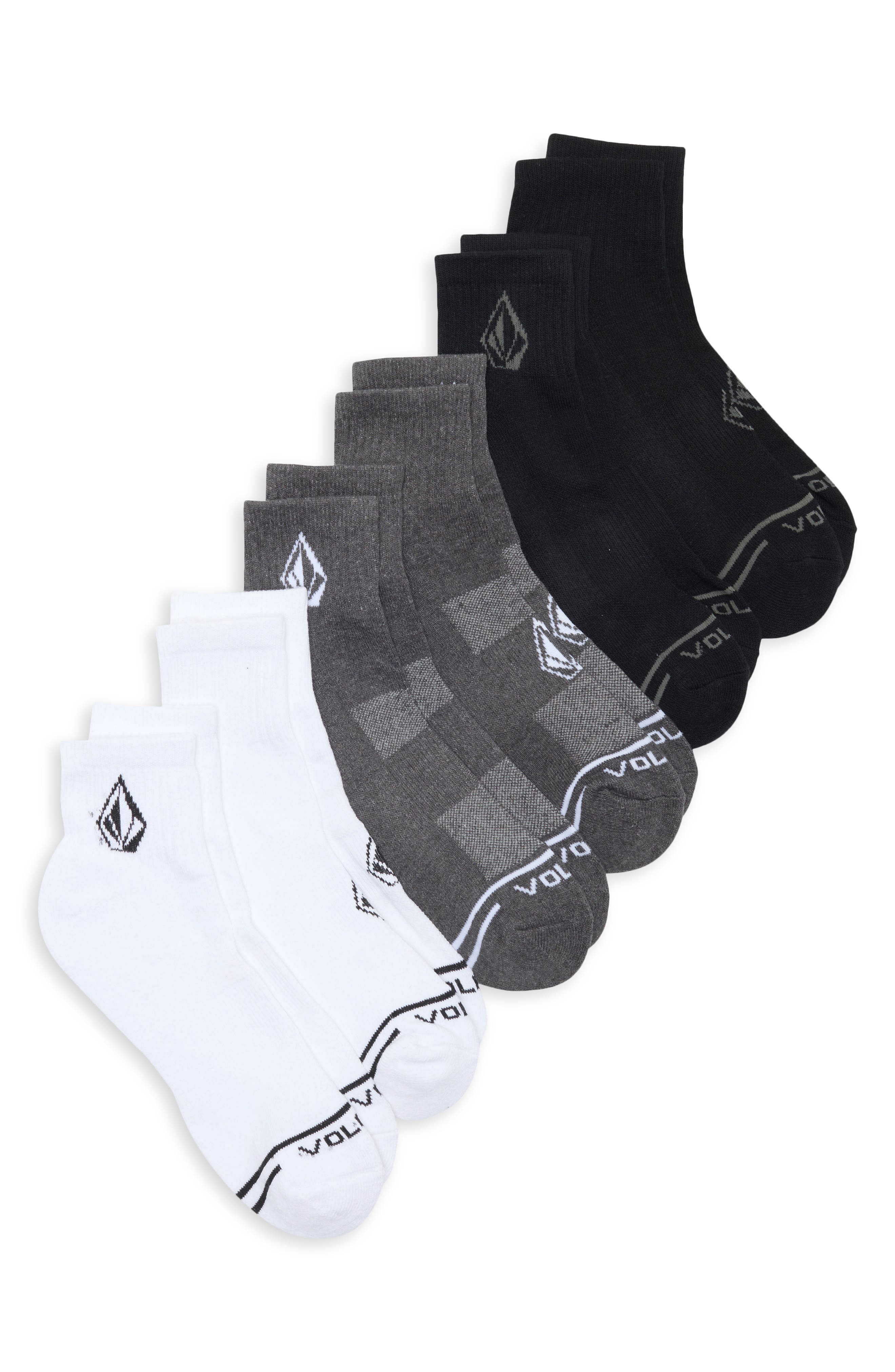 6-Pack Double Stripe Logo Athletic Quarter Socks