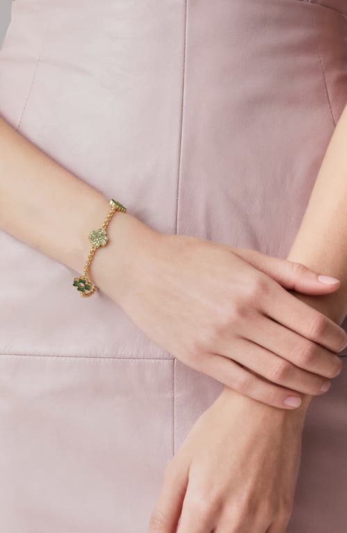 Pascal Lucky Clover 5 Motifs Bracelet, Green Diamond Pavé