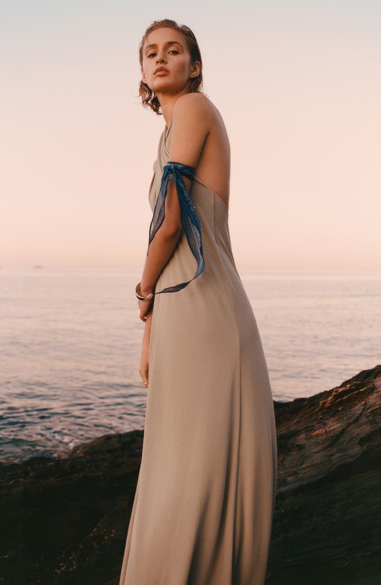 MANGO Midi Halter Dress, Alternate, color, Light/ Pastel Grey