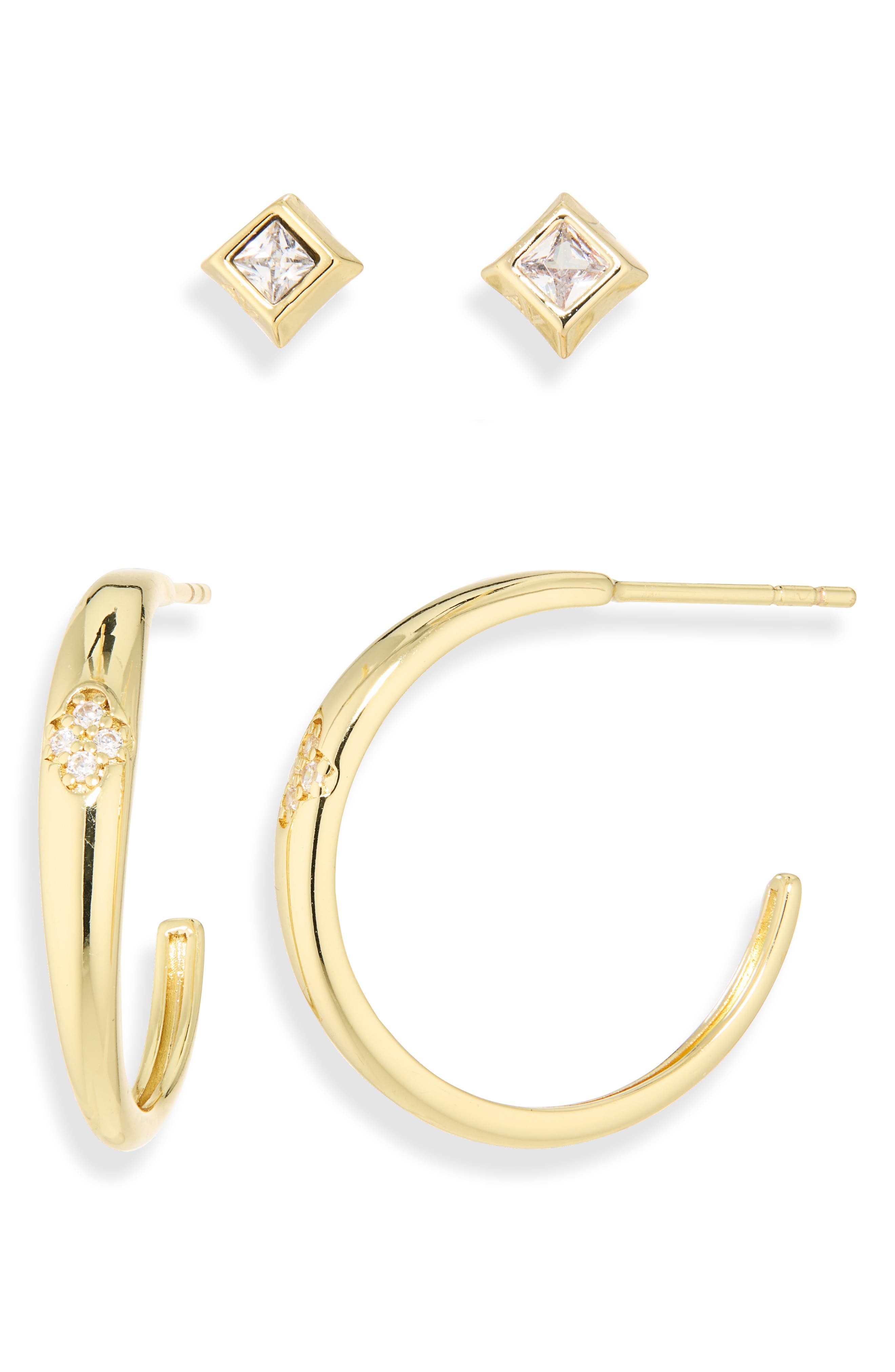 Cubic Zirconia Set of 2 Assorted Earrings